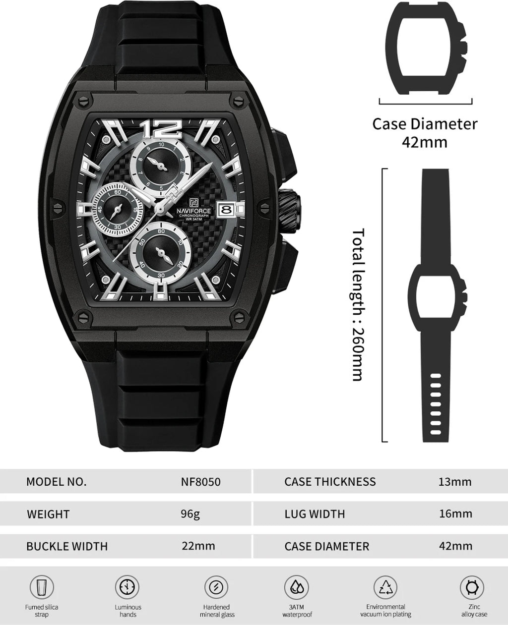 Naviforce Watch For Men NF8050-B-B-B