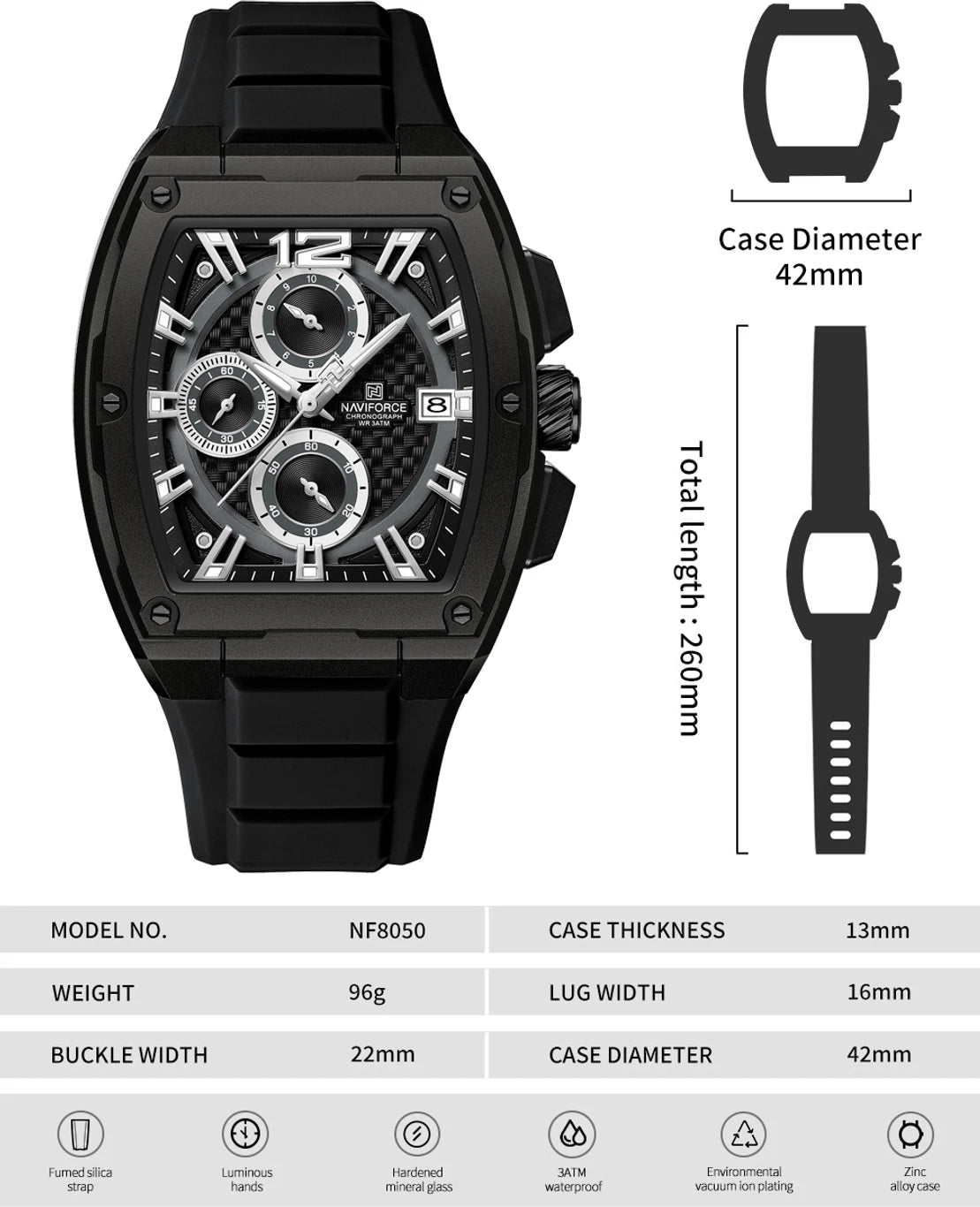 Naviforce Watch For Men NF8050-B-B-B