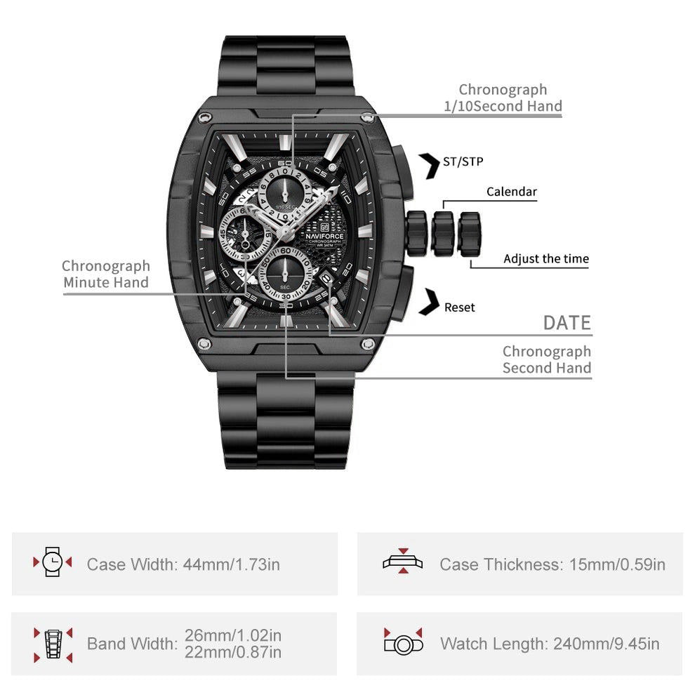 Naviforce Watch For Men NF8066-B-B-B