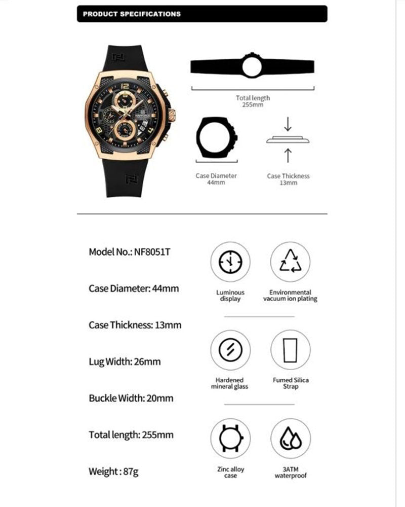 Naviforce Watch For Men NF8051T-RG-B-B
