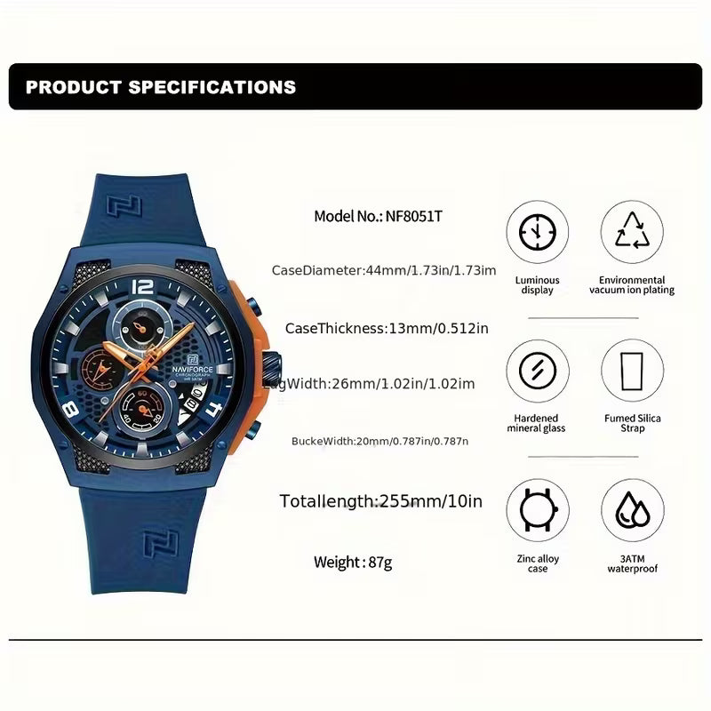 Naviforce Watch For Men NF8051T-B-BE-BE