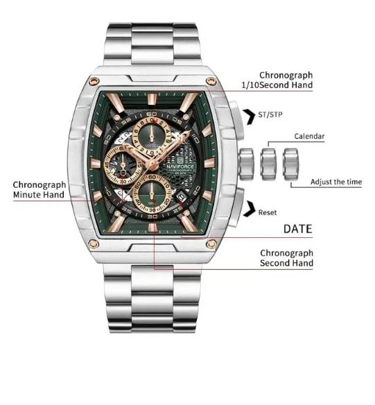 Naviforce Watch For Men NF8066-S-GN-S