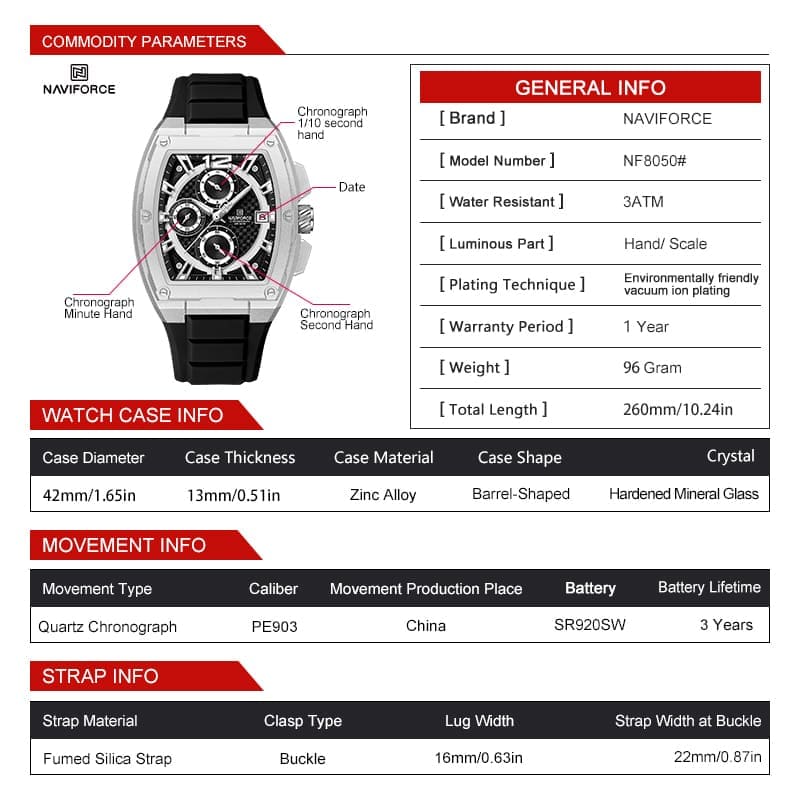 Naviforce Watch For Men NF8050-RG-RG-CE