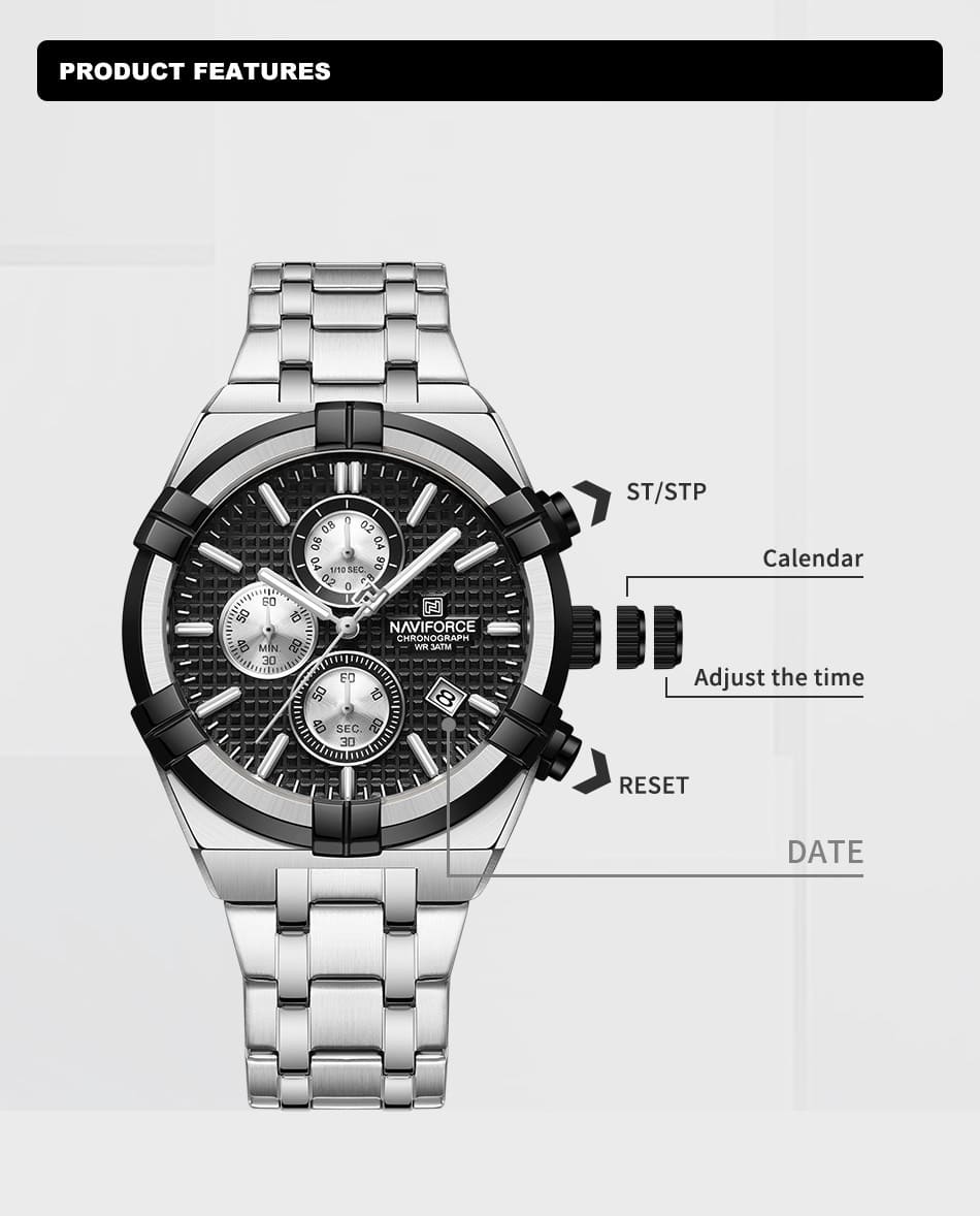 Naviforce Watch For Men NF8042-S-B-S