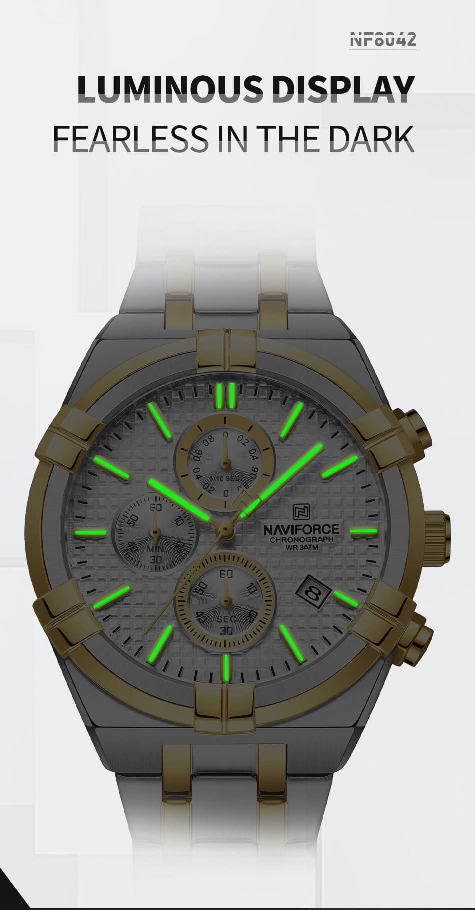 Naviforce Watch For Men NF8042-S-W-G