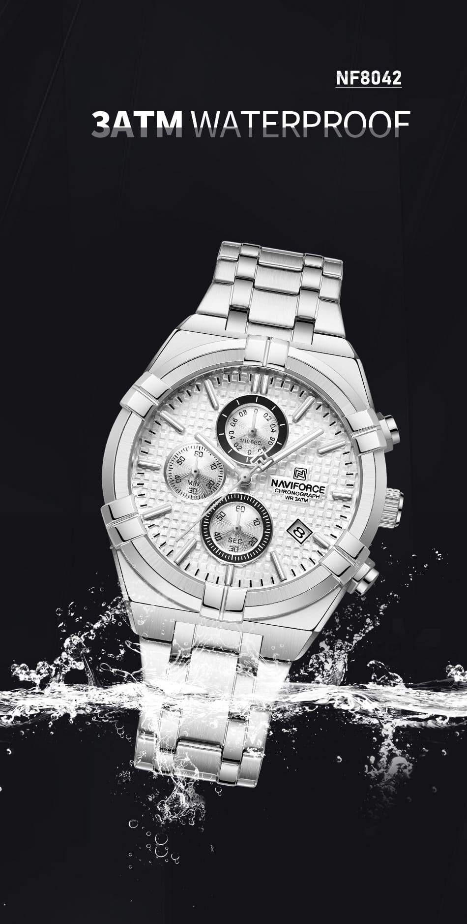 Naviforce Watch For Men NF8042-S-W-S