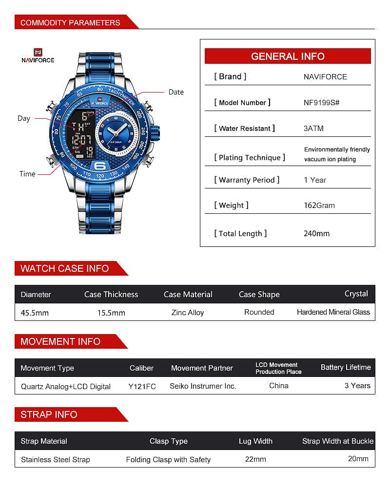 Naviforce Watch For Men NF9199S-S-B