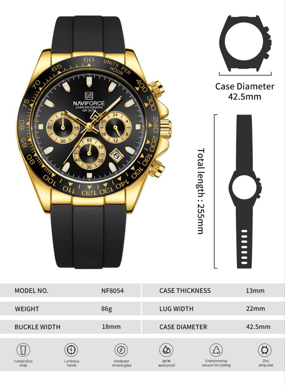 Naviforce Watch For Men NF8054-G- B-B