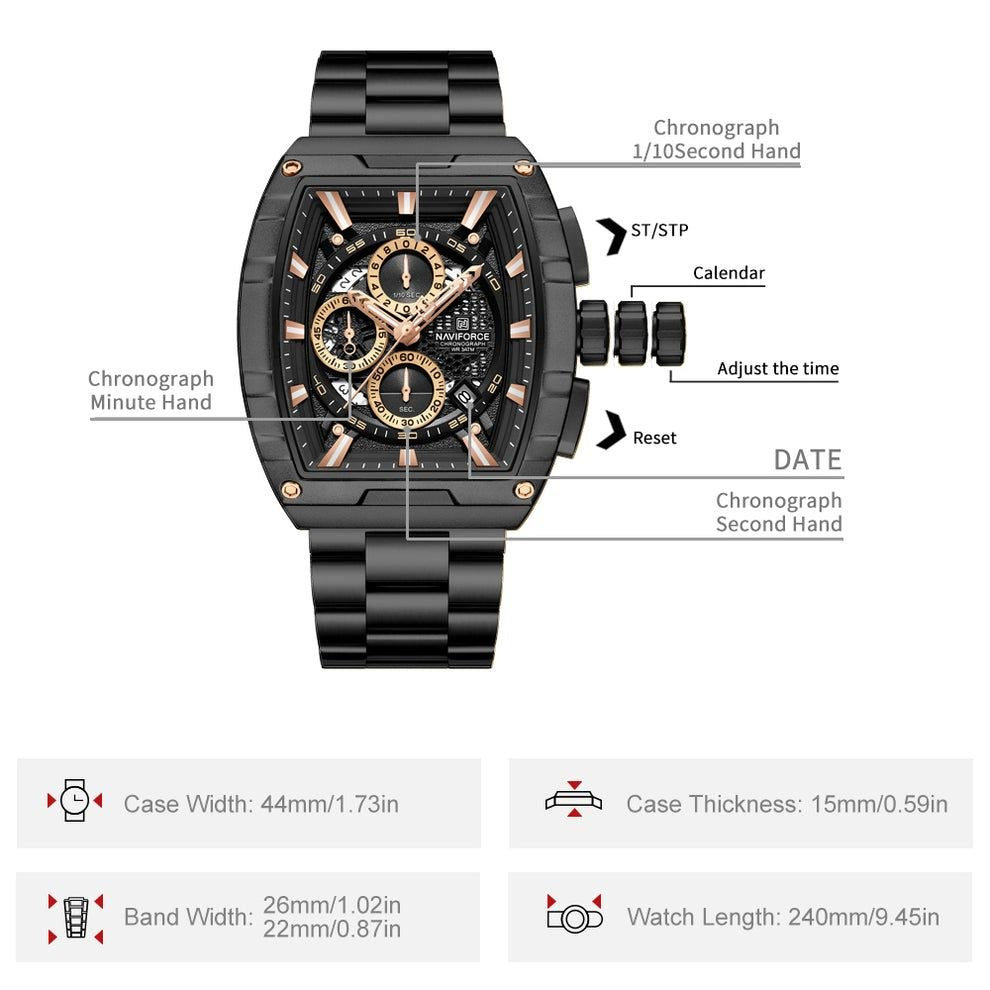 Naviforce Watch For Men NF8066-B-RG-B